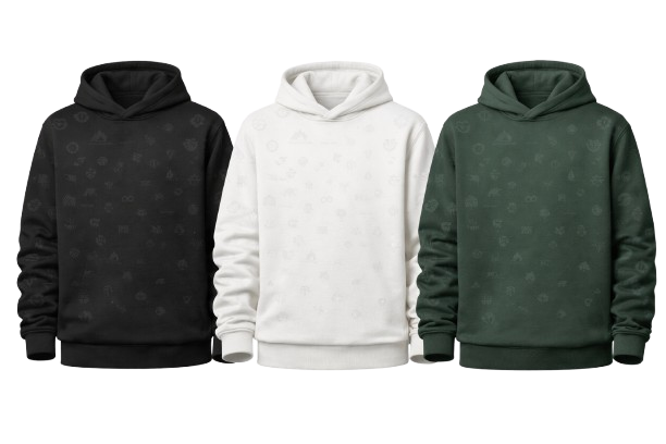 BlankWD hoodie — tonal pattern, three colourways